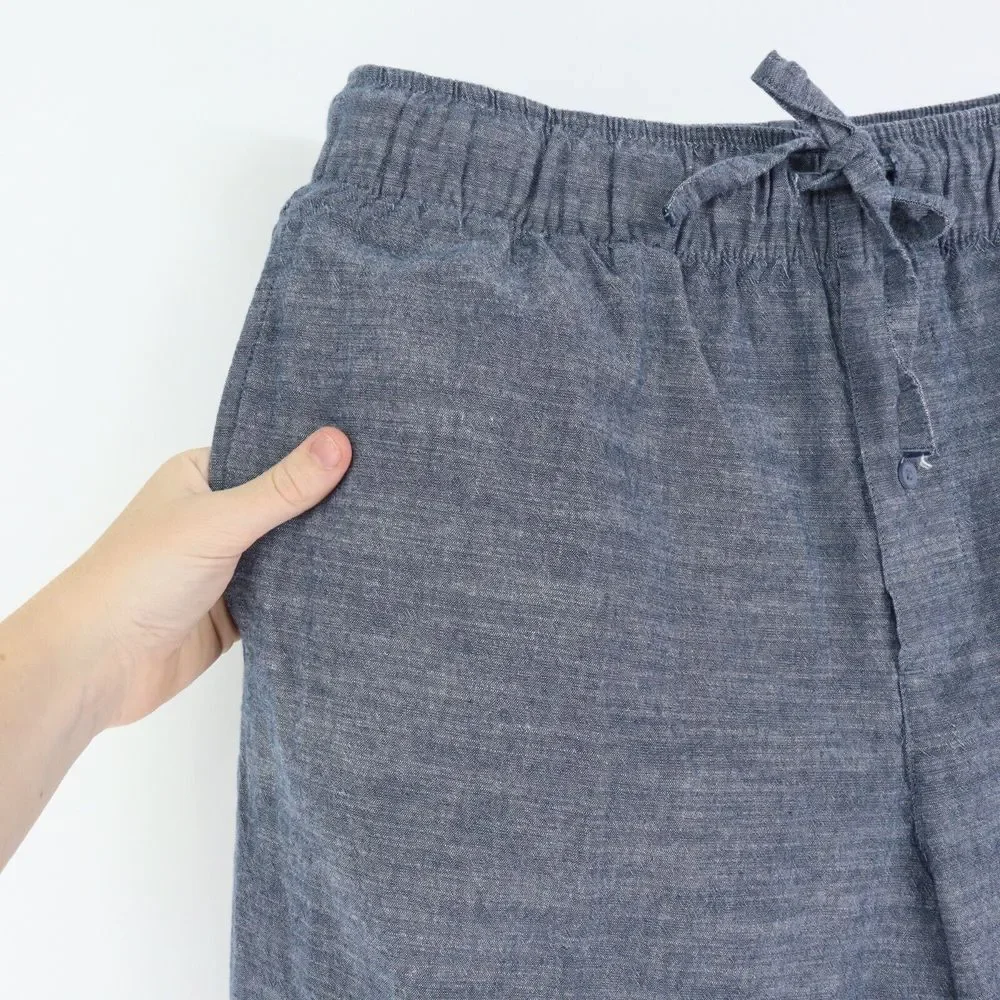 Falls Creek‎ Pajama Pants Mens M Blue Heathered 100% Pockets Pockets Drawstring